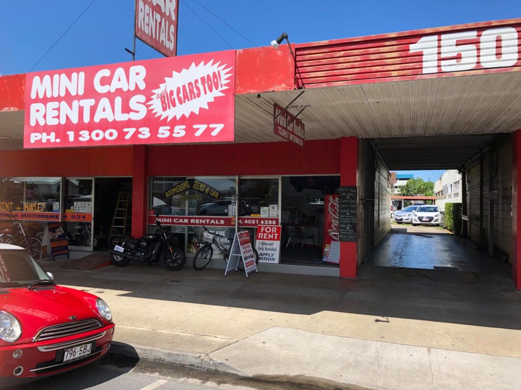 Mini Car Rentals store front in Cairns